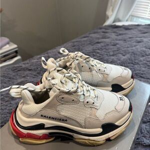 Balenciaga Triple S Sneakers - Cream and Red